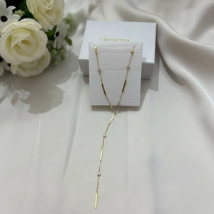 Girocollo a Cravattina Y Minimalist Oro - Collana Acciaio con Punti Luce