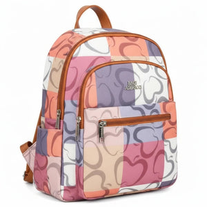 Zaino 2in1 trasformabile donna firmato Baci&Abbracci multitasche fantasia logo impermeabile zip zainetto