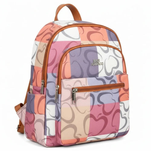 Zaino 2in1 trasformabile donna firmato Baci&Abbracci multitasche fantasia logo impermeabile zip zainetto