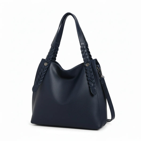 La Duci- Borsa firmata Gyoiamea shopping a spalla manici intrecciati secchio simil pelle