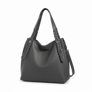 La Duci- Borsa firmata Gyoiamea shopping a spalla manici intrecciati secchio simil pelle