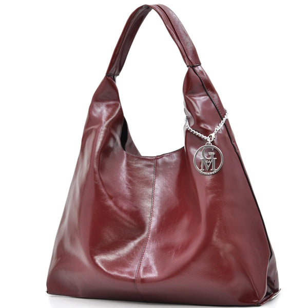 La Mattea - Borsa donna firmata Gyoiamea a sacco hono in similpelle lucida mono manico