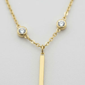 Girocollo a Cravattina Y Minimalist Oro - Collana Acciaio con Punti Luce