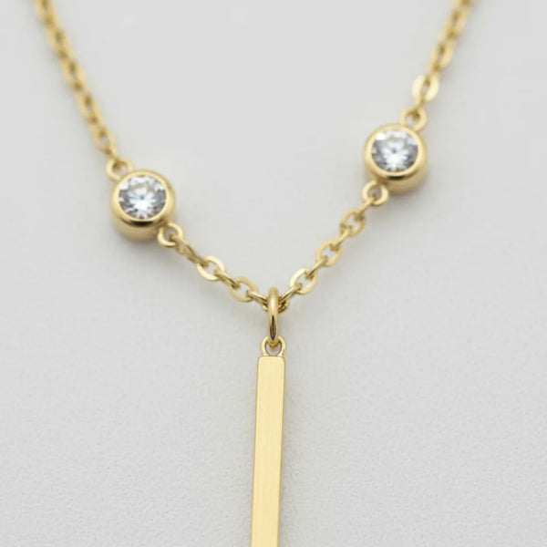 Girocollo a Cravattina Y Minimalist Oro - Collana Acciaio con Punti Luce