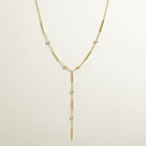 Girocollo a Cravattina Y Minimalist Oro - Collana Acciaio con Punti Luce