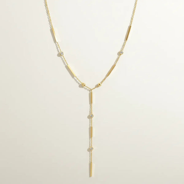 Girocollo a Cravattina Y Minimalist Oro - Collana Acciaio con Punti Luce