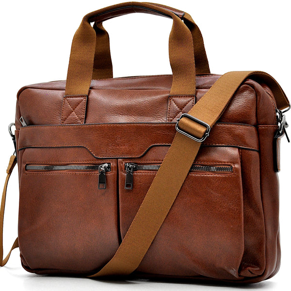 Borsa Uomo firmato Gyoiamea Cartella Tracolla in Pelle Sintetica Marrone — Ventiquattrore Casual Business