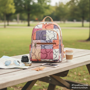 Zaino 2in1 trasformabile donna firmato Baci&Abbracci multitasche fantasia logo impermeabile zip zainetto