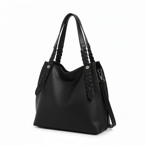 La Duci- Borsa firmata Gyoiamea shopping a spalla manici intrecciati secchio simil pelle