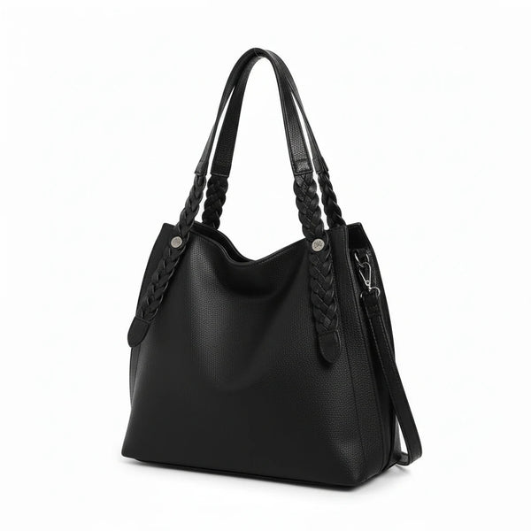 La Duci- Borsa firmata Gyoiamea shopping a spalla manici intrecciati secchio simil pelle