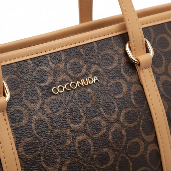 Borsa firmata shopping COCONUDA Colletion donna spalla a tracolla simil pelle nuova fantasia logo