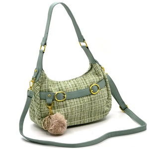 La Zazzamita - Borsa a bauletto borsetta mezzaluna firmata GYOIAMEA a mano tracolla TWEED tessuto