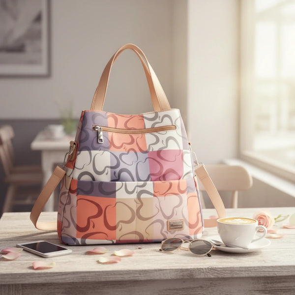 Zaino 2in1 trasformabile donna firmato Baci&Abbracci multitasche fantasia logo impermeabile zip zainetto