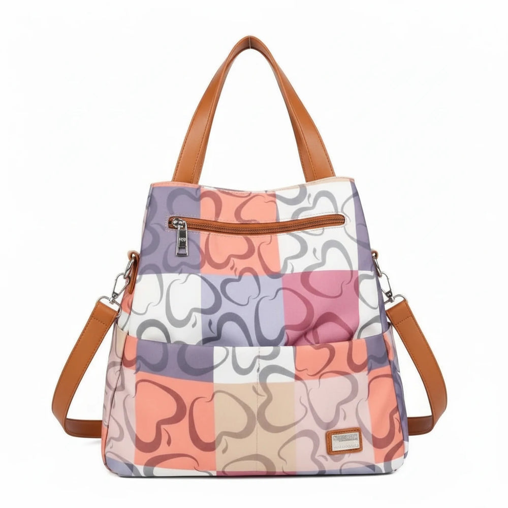 Zaino 2in1 trasformabile donna firmato Baci&Abbracci multitasche fantasia logo impermeabile zip zainetto