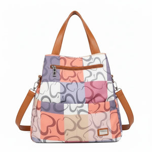 Zaino 2in1 trasformabile donna firmato Baci&Abbracci multitasche fantasia logo impermeabile zip zainetto