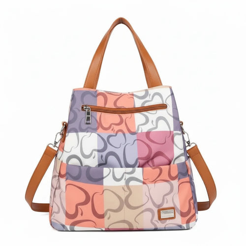 Zaino 2in1 trasformabile donna firmato Baci&Abbracci multitasche fantasia logo impermeabile zip zainetto