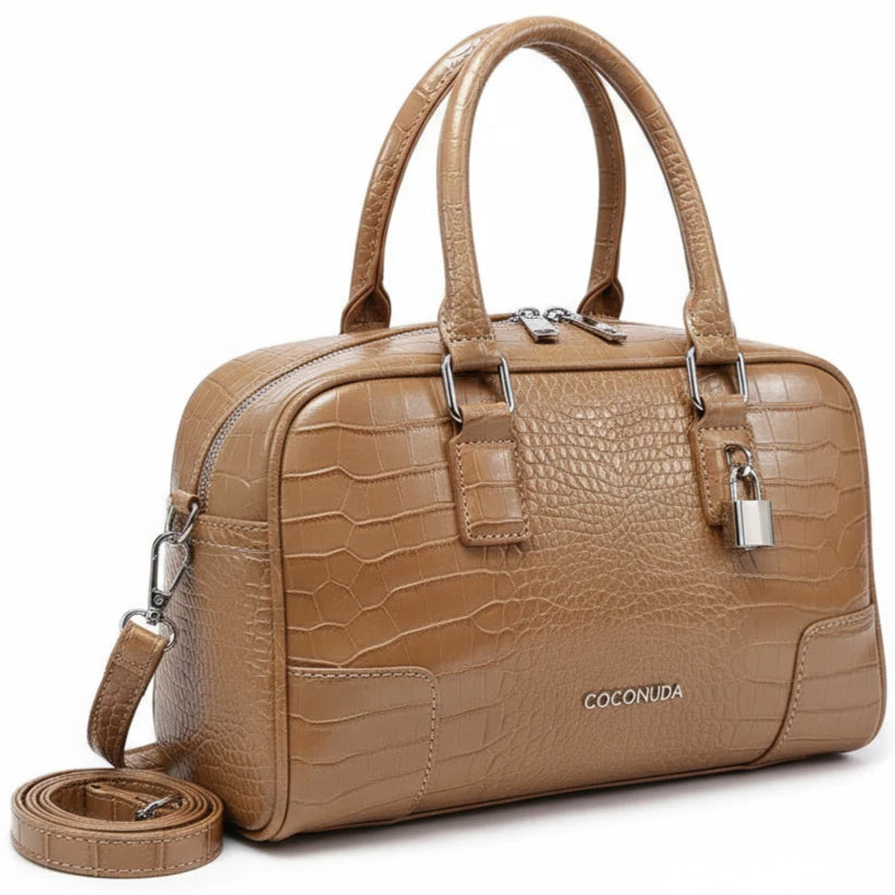 Borsa piccola firmata COCONUDA Colletion borsetta donna tracolla simil pelle squamata coccodrillo pitonata