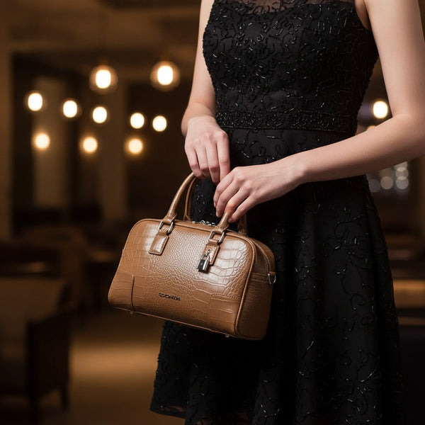 Borsa piccola firmata COCONUDA Colletion borsetta donna tracolla simil pelle squamata coccodrillo pitonata