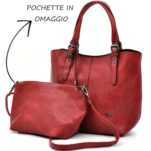 Borsa firmata Nazareno Gabrielli + pochette OMAGGIO donna spalla shopping capiente simil pelle venata coconuda