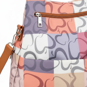 Zaino 2in1 trasformabile donna firmato Baci&Abbracci multitasche fantasia logo impermeabile zip zainetto