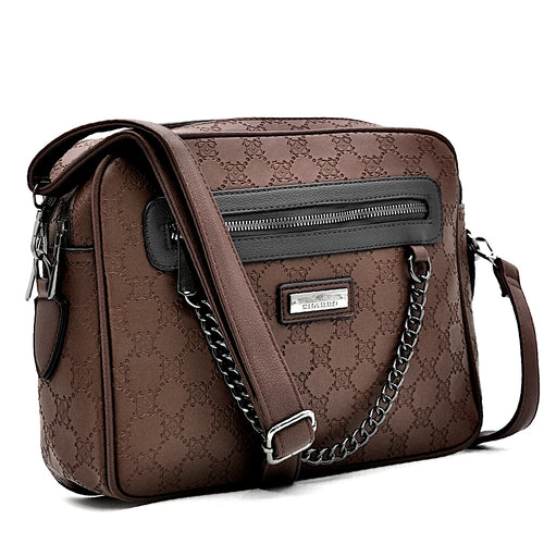 Borsa firmata CHARRO tracolla multi tasche fantasia logata logo pressato donna capiente 4 tasche cerniera