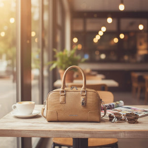 Borsa piccola firmata COCONUDA Colletion borsetta donna tracolla simil pelle squamata coccodrillo pitonata