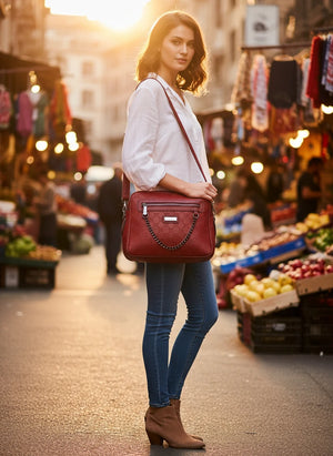 Borsa firmata CHARRO tracolla multi tasche fantasia logata logo pressato donna capiente 4 tasche cerniera
