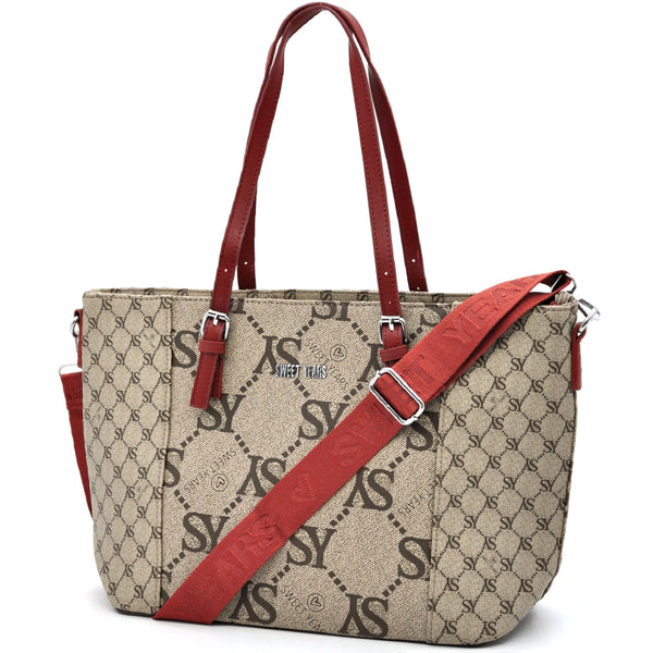 Borsa donna firmata Sweet Years in simil pelle grande tote shopping con tracolla e spalla