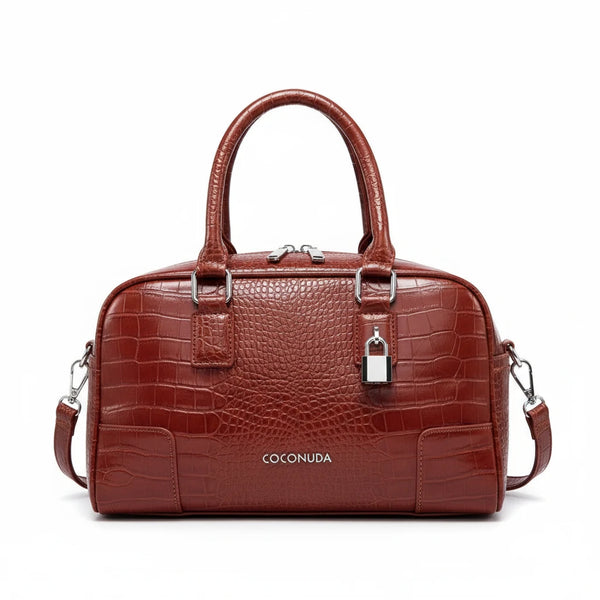 Borsa piccola firmata COCONUDA Colletion borsetta donna tracolla simil pelle squamata coccodrillo pitonata