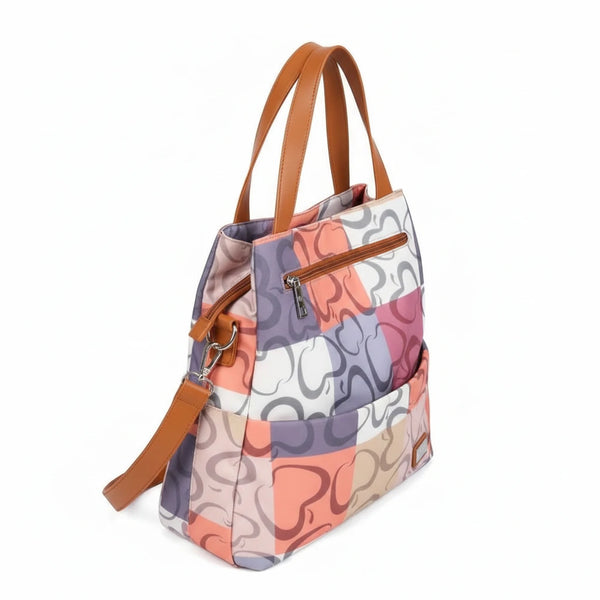 Zaino 2in1 trasformabile donna firmato Baci&Abbracci multitasche fantasia logo impermeabile zip zainetto