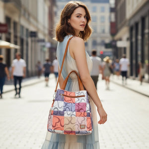 Zaino 2in1 trasformabile donna firmato Baci&Abbracci multitasche fantasia logo impermeabile zip zainetto