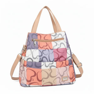 Zaino 2in1 trasformabile donna firmato Baci&Abbracci multitasche fantasia logo impermeabile zip zainetto