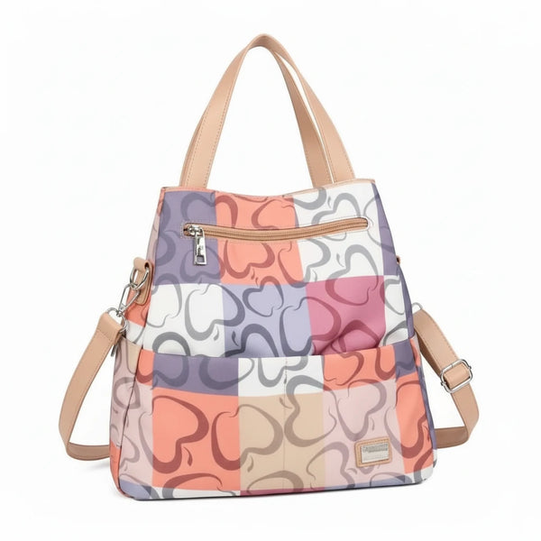 Zaino 2in1 trasformabile donna firmato Baci&Abbracci multitasche fantasia logo impermeabile zip zainetto