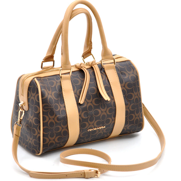 Borsa bauletto firmata COCONUDA a tracolla elegante casual simil pelle logo fantasia