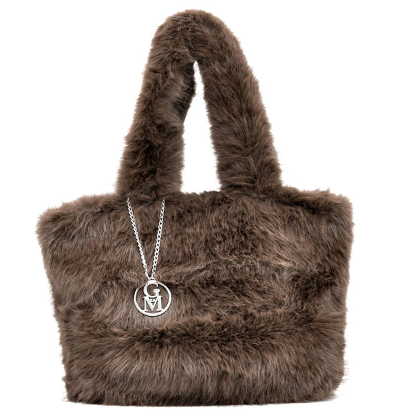 L'orsacchiotta - Borsa firmata Gyoiamea in eco pelliccia morbida teddy pelo a shopping