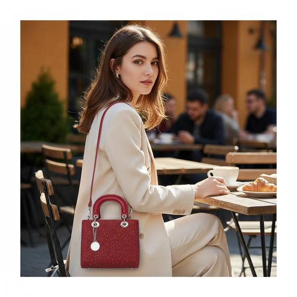 La Valencia - Borsa firmata Gyoiamea con strass glitter zirconata