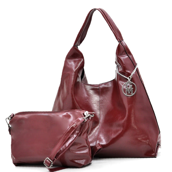 La Mattea - Borsa donna firmata Gyoiamea a sacco hono in similpelle lucida mono manico