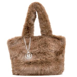 L'orsacchiotta - Borsa firmata Gyoiamea in eco pelliccia morbida teddy pelo a shopping