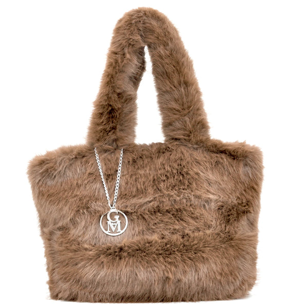 L'orsacchiotta - Borsa firmata Gyoiamea in eco pelliccia morbida teddy pelo a shopping