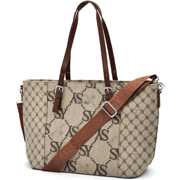 Borsa donna firmata Sweet Years in simil pelle grande tote shopping con tracolla e spalla