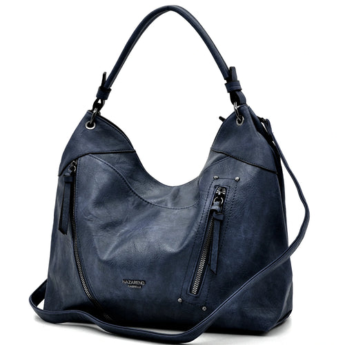 Borsa a sacco firmato da Nazareno Gabrielli Colletion donna spalla a tracolla simil pelle zip frontali