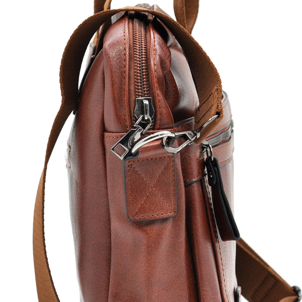 Borsa Uomo firmato B. Cavalli Cartella Tracolla in Pelle Sintetica Marrone — Ventiquattrore Casual Business