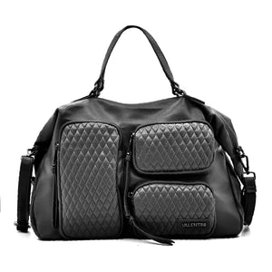 VALENTINI GINO - Borsa multitasche firmata giornaliera elegante 3 zip capiente bauletto trapuntata simil pelle