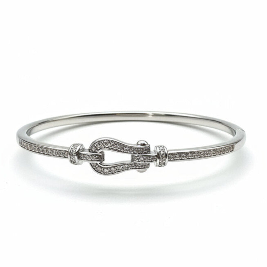 Bracciale Rigido a Manetta con Grillo e Zirconi – Argento Luxury