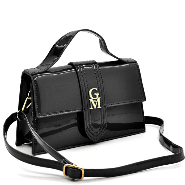 La Mattea - Borsetta firmata Gyoiamea simil pelle lucida vernice tracolla elegante casual