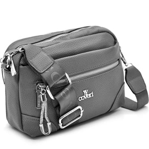 YYcoveri Borsa firmata a mano e tracolla borsetta con molte chiusure con zip simil pelle martellata