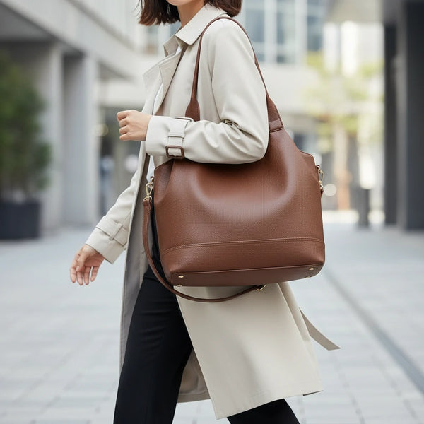 La Deliziosa - Borsa firmata Gyoiamea shopping a spalla manici nodo simil pelle morbida