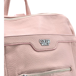 Zaino TRASFORMABILE 2IN1 in eco Pelle firmato   - Elegante e Resistente, Donna , Zaino Casual con Tasca Frontale con Zip e Tasche Laterali, Perfetto per Uso Quotidiano e Lavoro