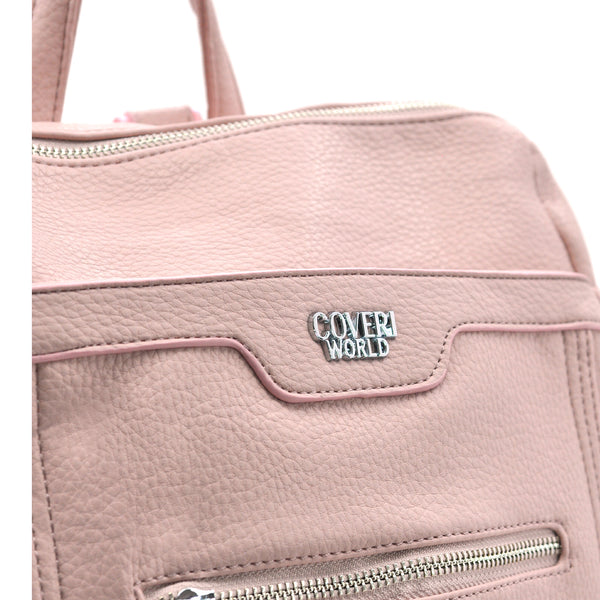 Zaino TRASFORMABILE 2IN1 in eco Pelle firmato   - Elegante e Resistente, Donna , Zaino Casual con Tasca Frontale con Zip e Tasche Laterali, Perfetto per Uso Quotidiano e Lavoro