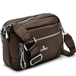 YYcoveri Borsa firmata a mano e tracolla borsetta con molte chiusure con zip simil pelle martellata